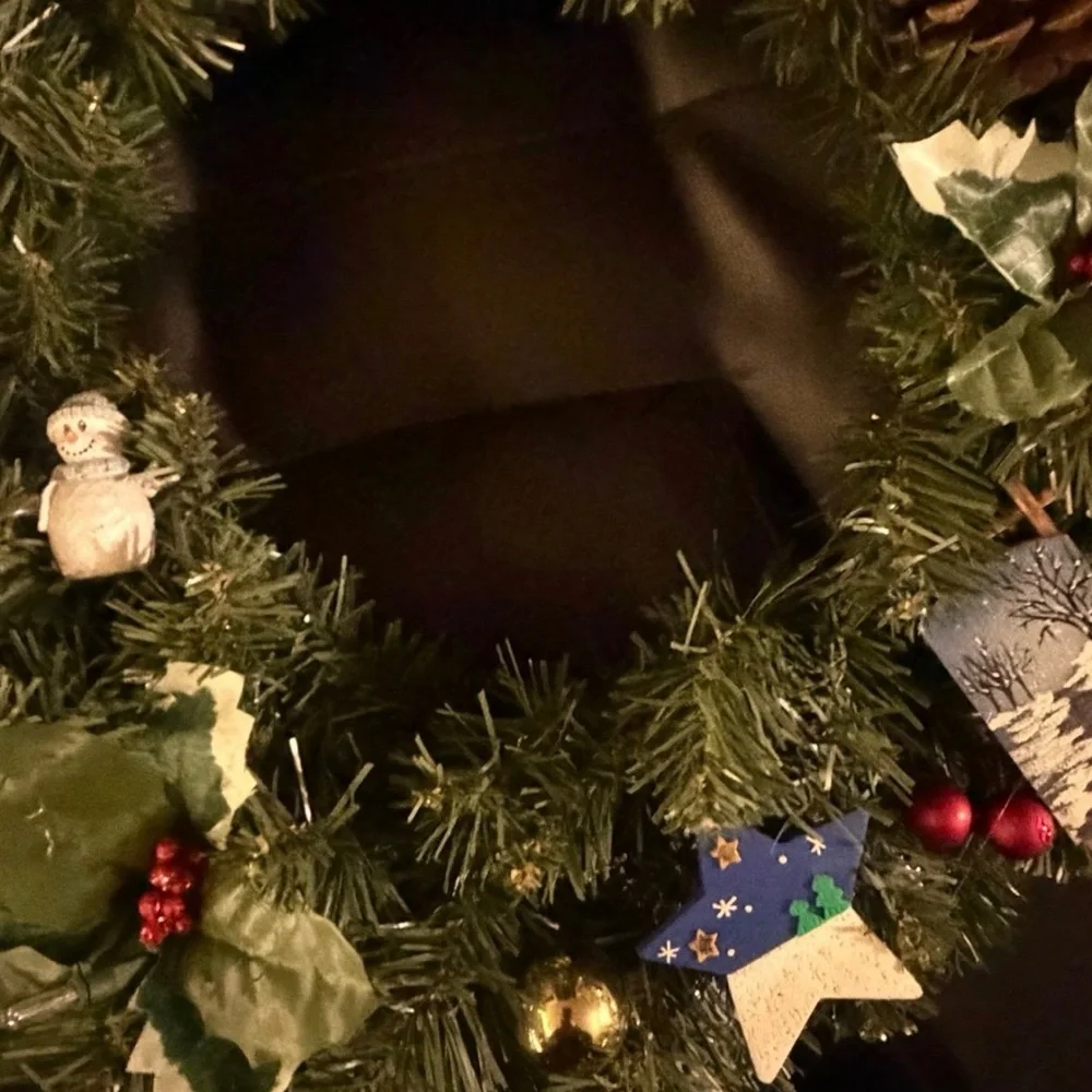 Festive Holiday Wreath with Lights and Ornaments